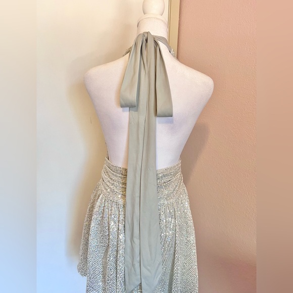 Lucy In The Sky Silver Sequin Halter Dress - Picture 6 of 17